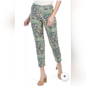 J. Mclaughlin Blue/Green Multi Botanical Jacquard Ankle Pants.  Size 12.